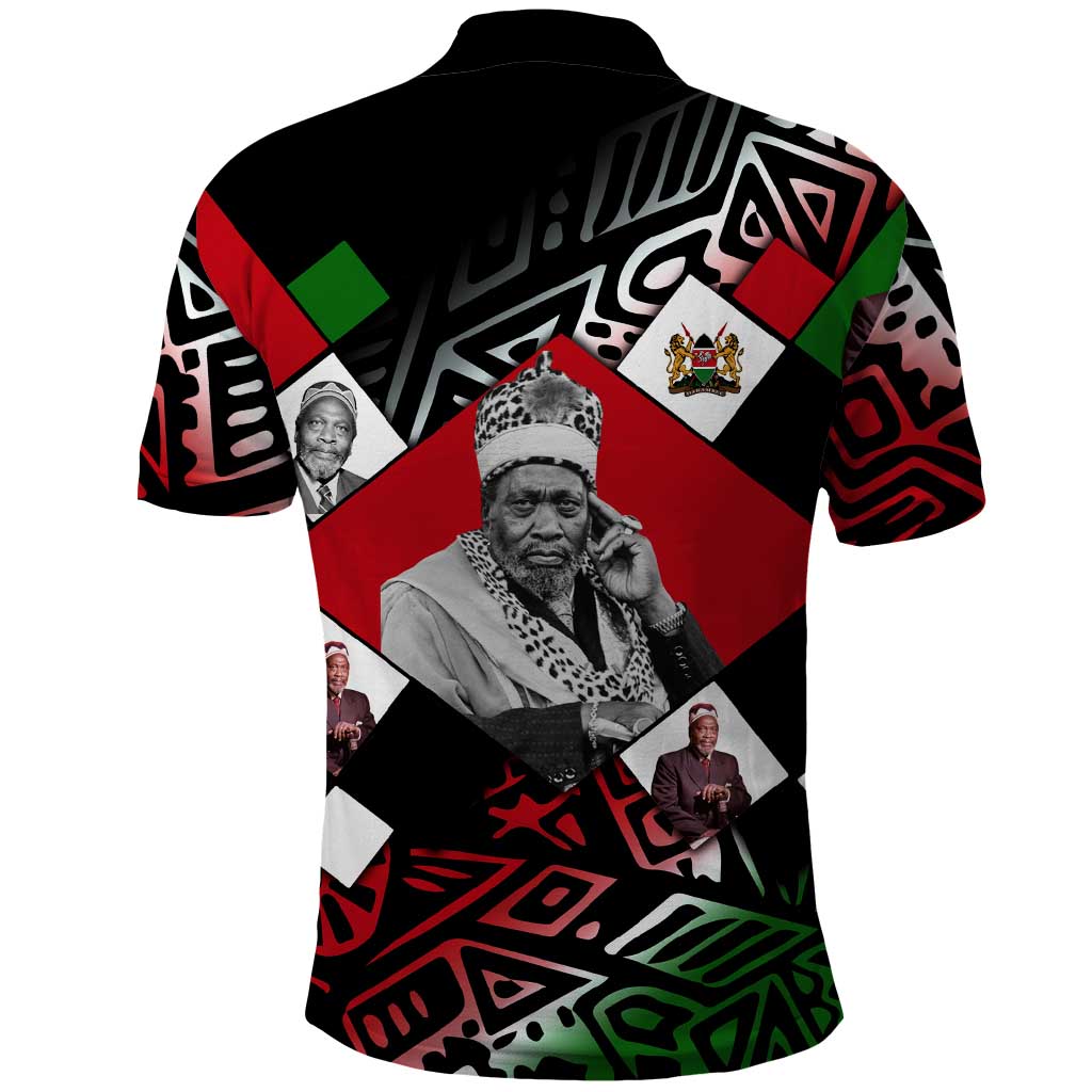 Jomo Kenyatta Polo Shirt with Roots Resistance Renaissance and Kenyan Patchwork Pattern Tribute - African Pride