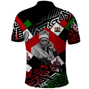 Jomo Kenyatta Polo Shirt with Roots Resistance Renaissance and Kenyan Patchwork Pattern Tribute - African Pride