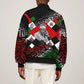 Jomo Kenyatta Sleeve Zip Bomber Jacket with Roots Resistance Renaissance and Kenyan Patchwork Pattern Tribute - African Pride
