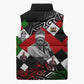 Jomo Kenyatta Sleeveless Puffer Jacket with Roots Resistance Renaissance and Kenyan Patchwork Pattern Tribute - African Pride