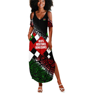 Jomo Kenyatta Summer Maxi Dress with Roots Resistance Renaissance and Kenyan Patchwork Pattern Tribute - African Pride