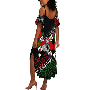 Jomo Kenyatta Summer Maxi Dress with Roots Resistance Renaissance and Kenyan Patchwork Pattern Tribute - African Pride