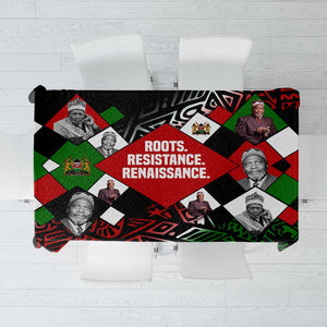 Jomo Kenyatta Tablecloth with Roots Resistance Renaissance and Kenyan Patchwork Pattern Tribute - African Pride