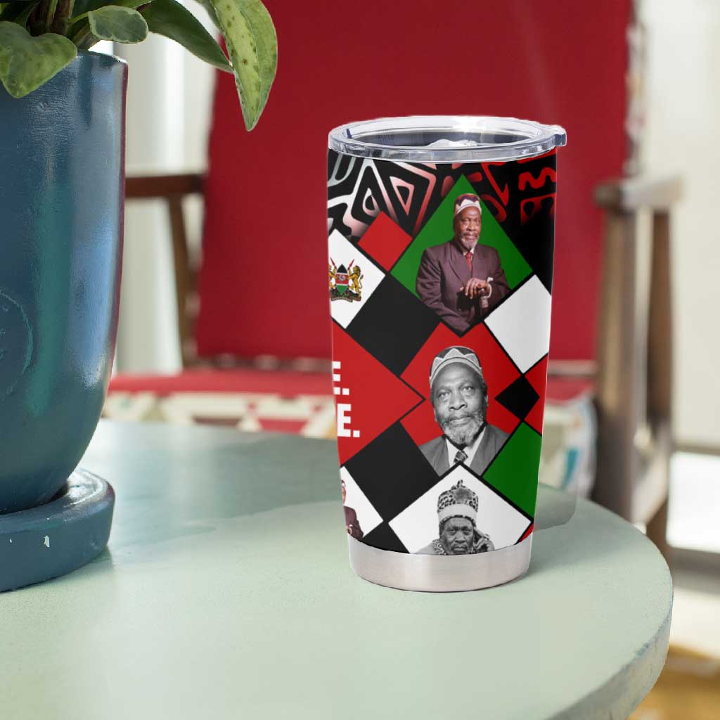 Jomo Kenyatta Tumbler Cup with Roots Resistance Renaissance and Kenyan Patchwork Pattern Tribute - African Pride