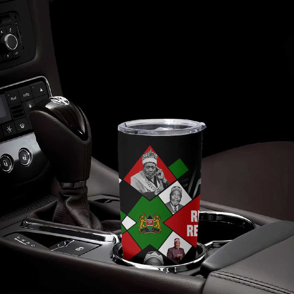 Jomo Kenyatta Tumbler Cup with Roots Resistance Renaissance and Kenyan Patchwork Pattern Tribute - African Pride