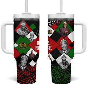 Jomo Kenyatta Tumbler With Handle with Roots Resistance Renaissance and Kenyan Patchwork Pattern Tribute - African Pride
