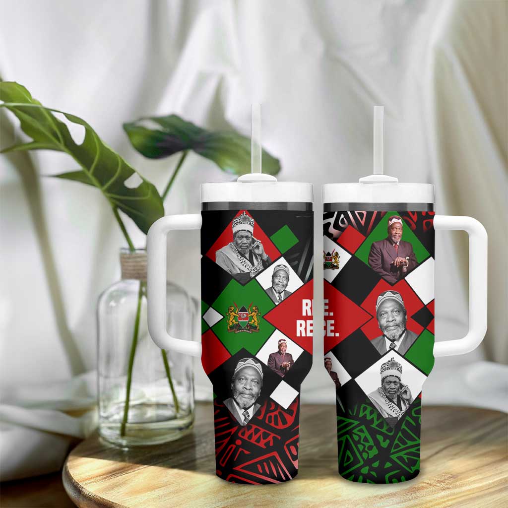 Jomo Kenyatta Tumbler With Handle with Roots Resistance Renaissance and Kenyan Patchwork Pattern Tribute - African Pride