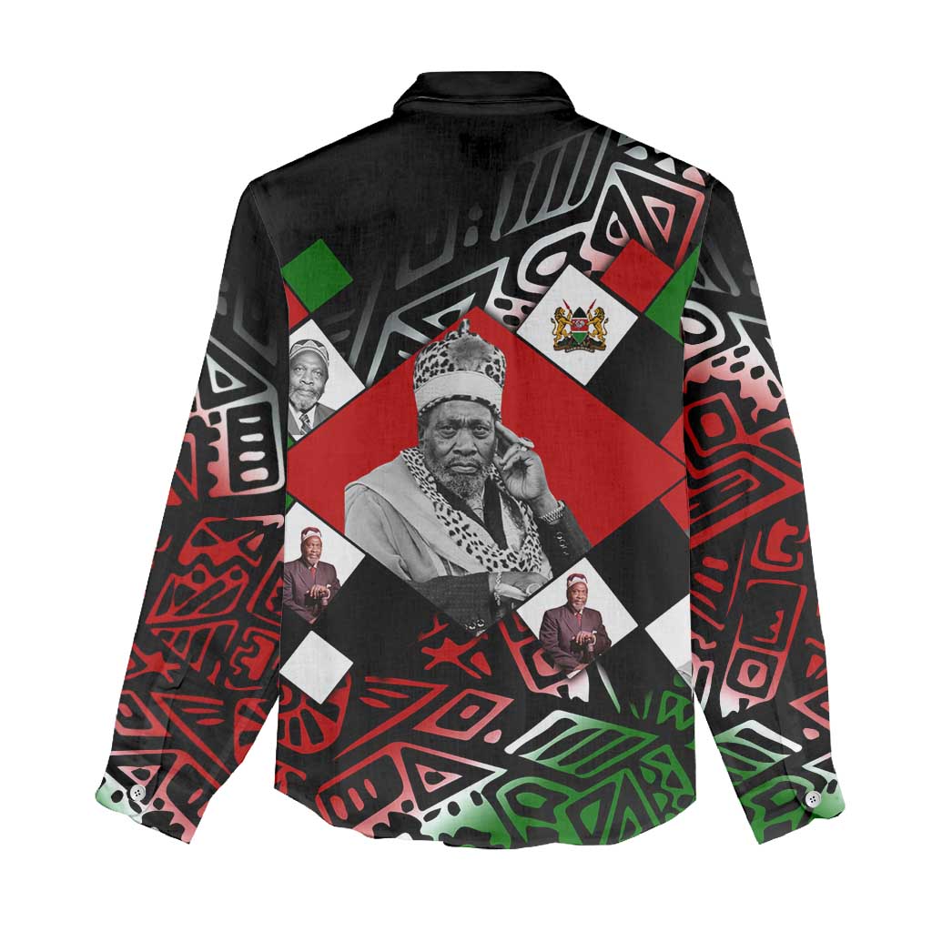 Jomo Kenyatta Women Casual Shirt with Roots Resistance Renaissance and Kenyan Patchwork Pattern Tribute - African Pride