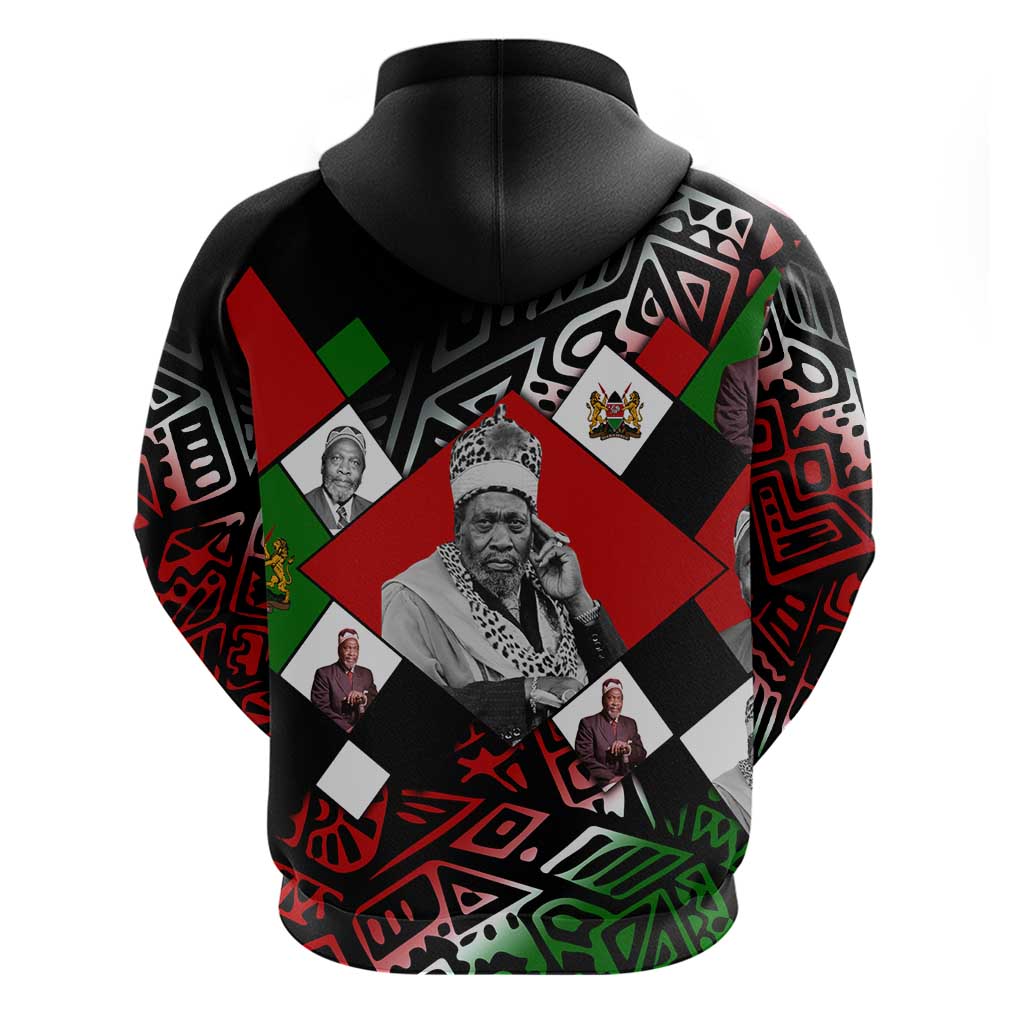 Jomo Kenyatta Zip Hoodie with Roots Resistance Renaissance and Kenyan Patchwork Pattern Tribute - African Pride