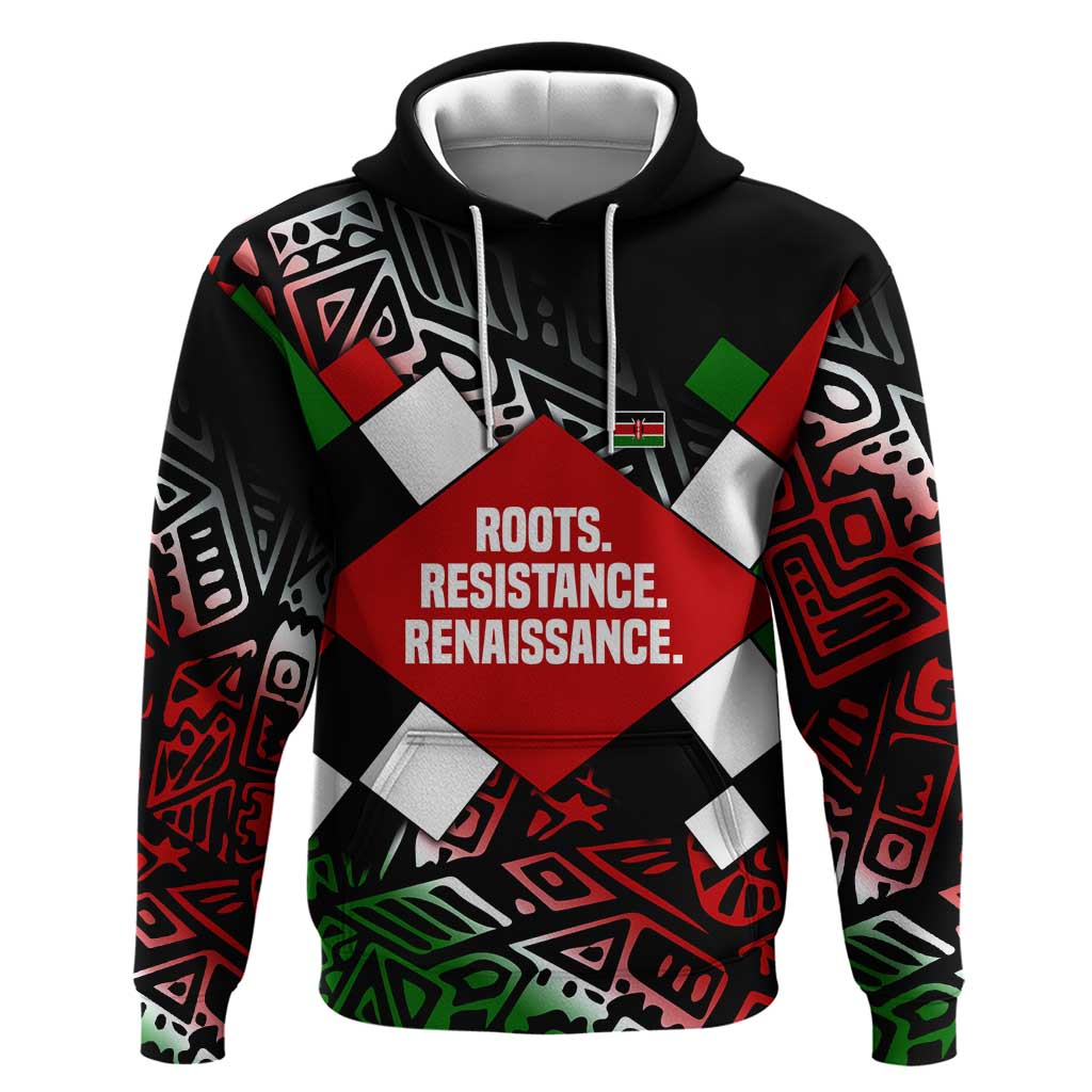 Jomo Kenyatta Zip Hoodie with Roots Resistance Renaissance and Kenyan Patchwork Pattern Tribute - African Pride
