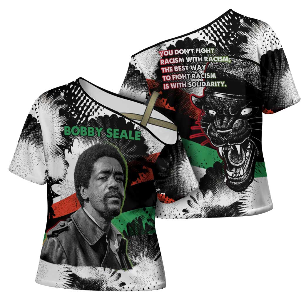 Bobby Seale Cross Shoulder Shirt Black Panther Artwork Solidarity Quote Revolutionary Civil Rights Tribute - African Pride