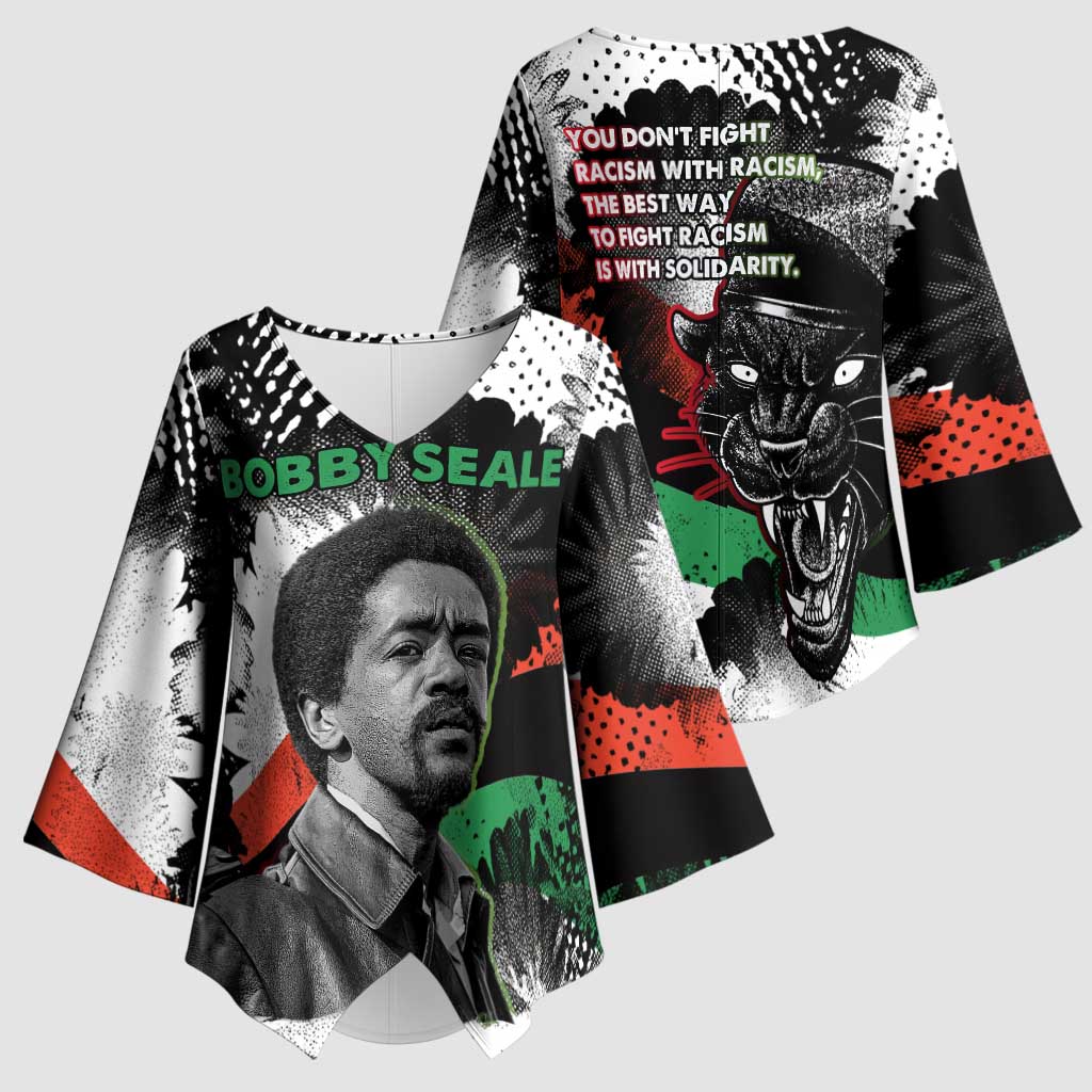 Bobby Seale Kimono Sleeve Blouse Black Panther Artwork Solidarity Quote Revolutionary Civil Rights Tribute - African Pride