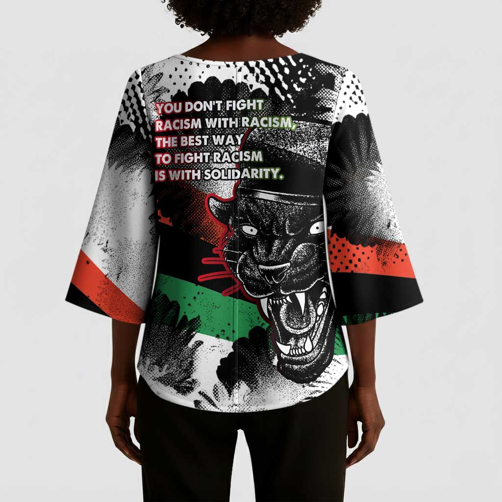 Bobby Seale Kimono Sleeve Blouse Black Panther Artwork Solidarity Quote Revolutionary Civil Rights Tribute - African Pride