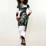 Bobby Seale Long Sleeve Bodycon Dress Black Panther Artwork Solidarity Quote Revolutionary Civil Rights Tribute - African Pride