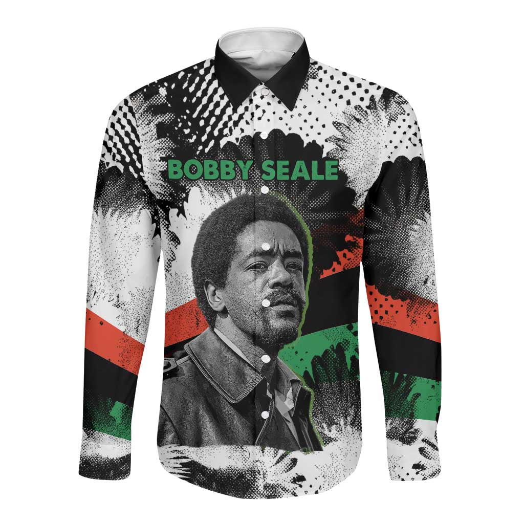 Bobby Seale Long Sleeve Button Shirt Black Panther Artwork Solidarity Quote Revolutionary Civil Rights Tribute - African Pride