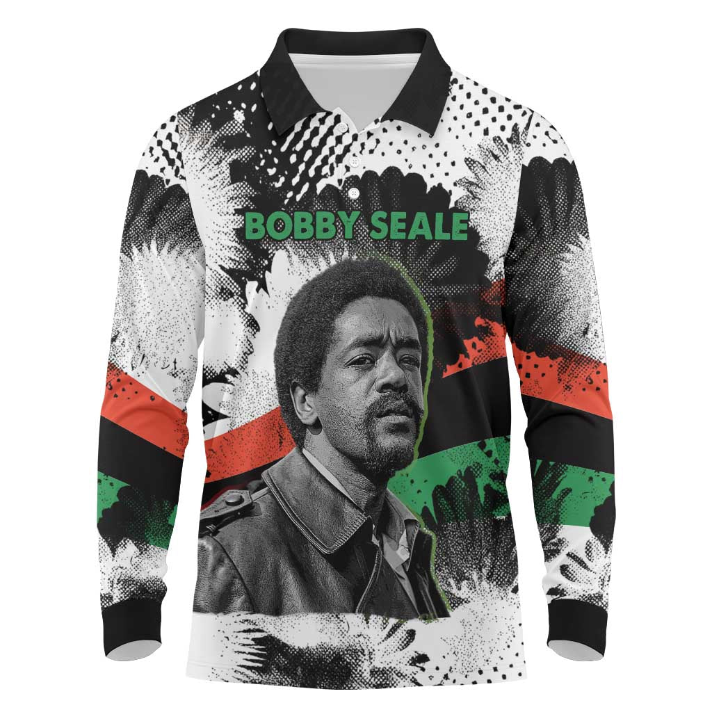 Bobby Seale Long Sleeve Polo Shirt Black Panther Artwork Solidarity Quote Revolutionary Civil Rights Tribute - African Pride