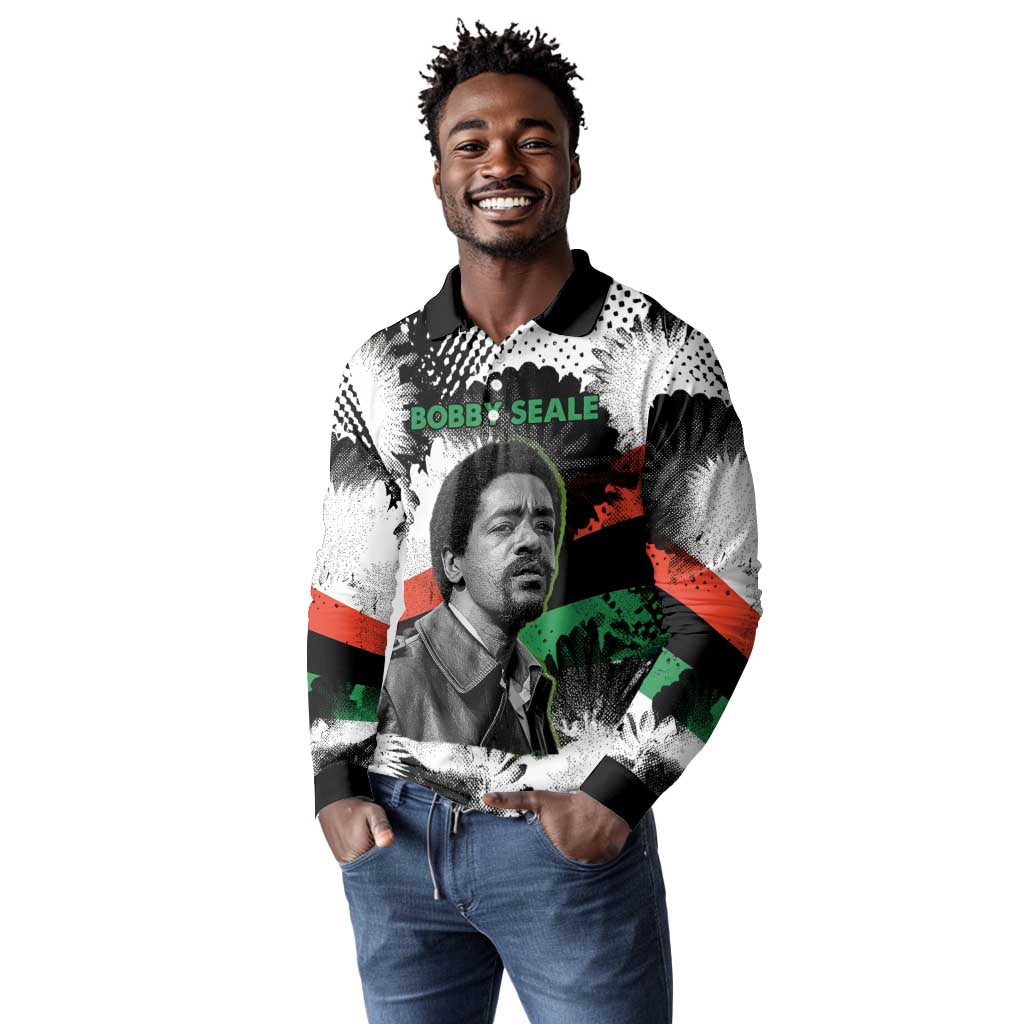 Bobby Seale Long Sleeve Polo Shirt Black Panther Artwork Solidarity Quote Revolutionary Civil Rights Tribute - African Pride
