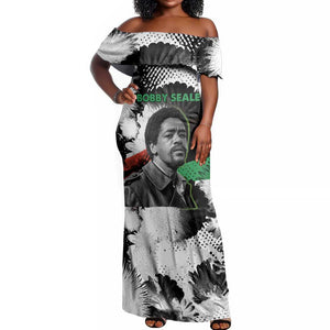 Bobby Seale Off Shoulder Maxi Dress Black Panther Artwork Solidarity Quote Revolutionary Civil Rights Tribute - African Pride