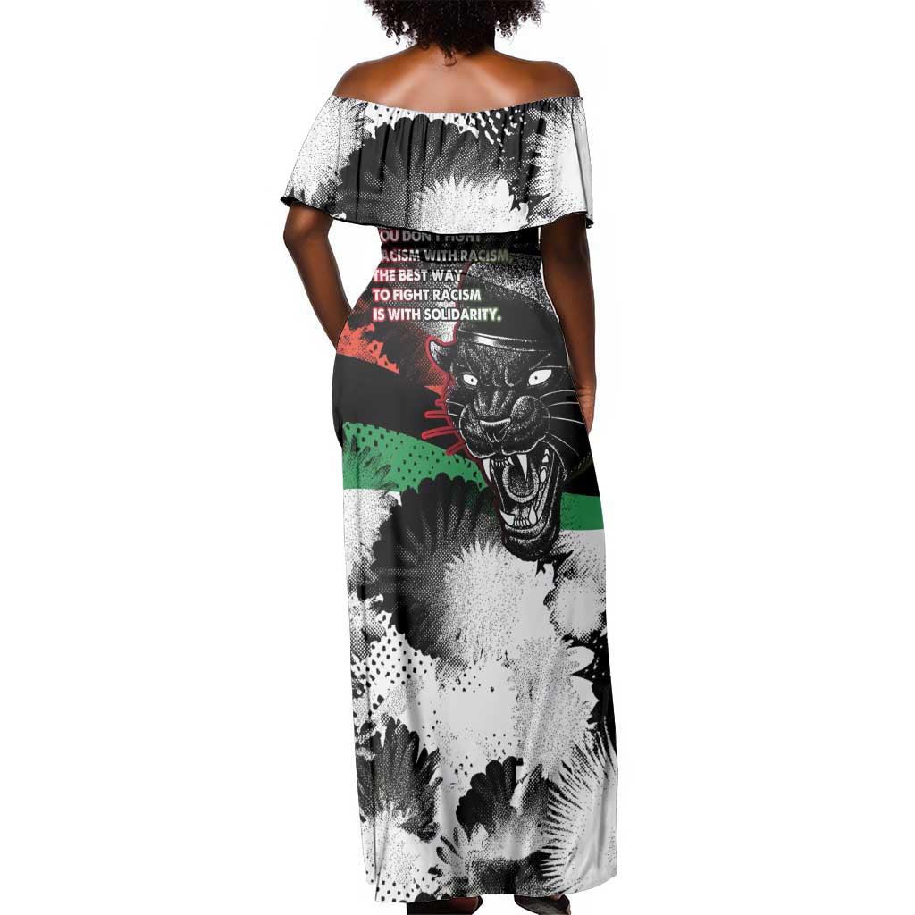 Bobby Seale Off Shoulder Maxi Dress Black Panther Artwork Solidarity Quote Revolutionary Civil Rights Tribute - African Pride