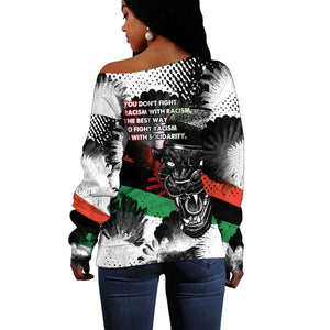 Bobby Seale Off Shoulder Sweater Black Panther Artwork Solidarity Quote Revolutionary Civil Rights Tribute - African Pride