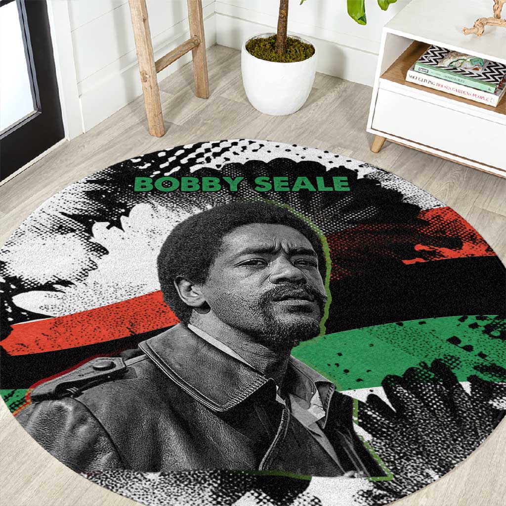 Bobby Seale Round Carpet Black Panther Artwork Solidarity Quote Revolutionary Civil Rights Tribute - African Pride