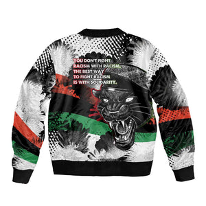 Bobby Seale Sleeve Zip Bomber Jacket Black Panther Artwork Solidarity Quote Revolutionary Civil Rights Tribute - African Pride