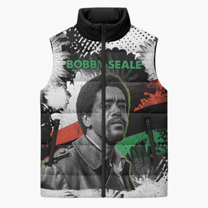 Bobby Seale Sleeveless Puffer Jacket Black Panther Artwork Solidarity Quote Revolutionary Civil Rights Tribute - African Pride