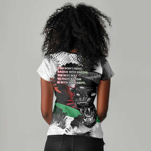 Bobby Seale Women V-Neck T-Shirt Black Panther Artwork Solidarity Quote Revolutionary Civil Rights Tribute - African Pride