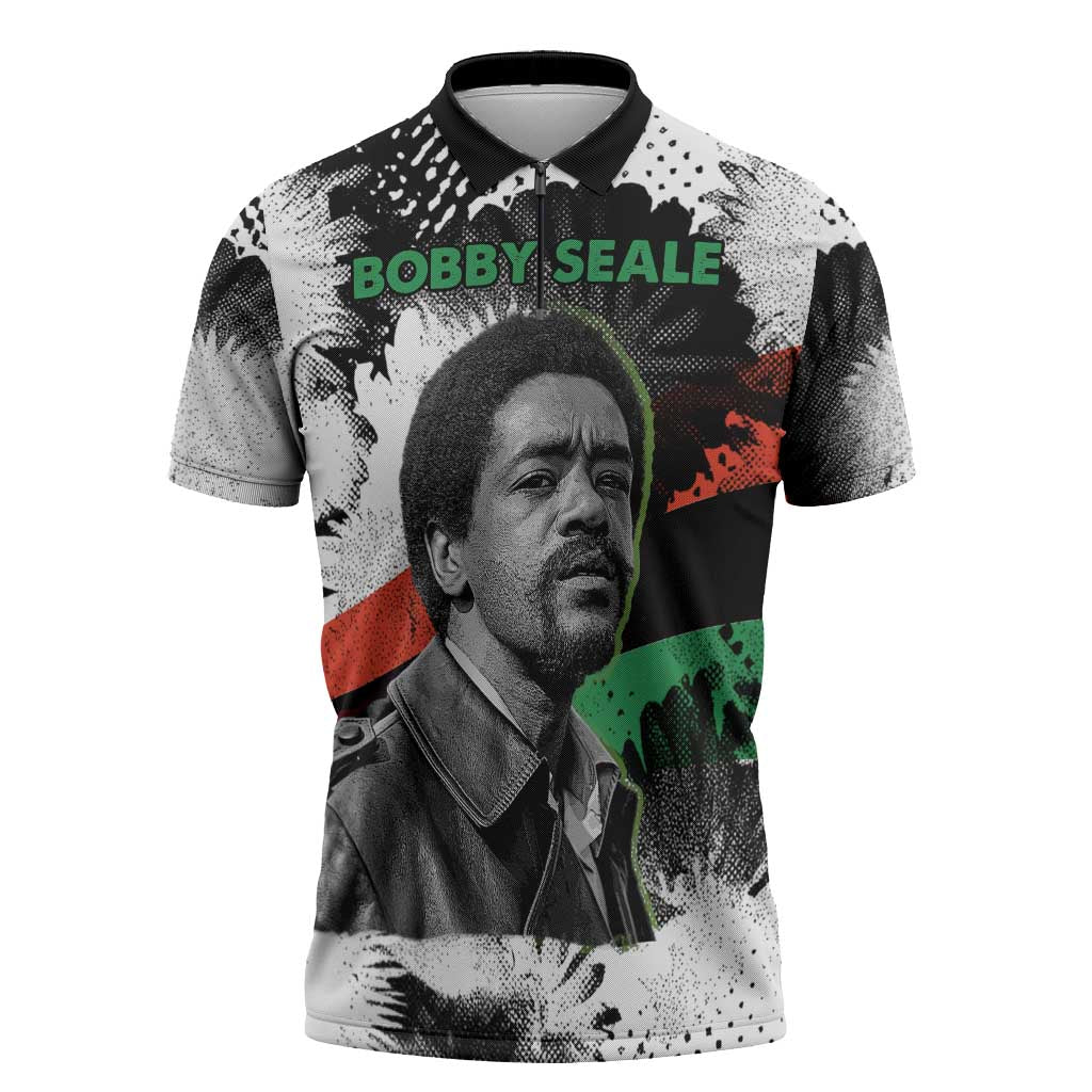 Bobby Seale Zipper Polo Shirt Black Panther Artwork Solidarity Quote Revolutionary Civil Rights Tribute - African Pride