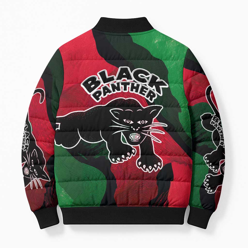 Bobby Seale Bomber Puffer Jacket Black Panther Logo Revolutionary Civil Rights Movement Tribute - African Pride