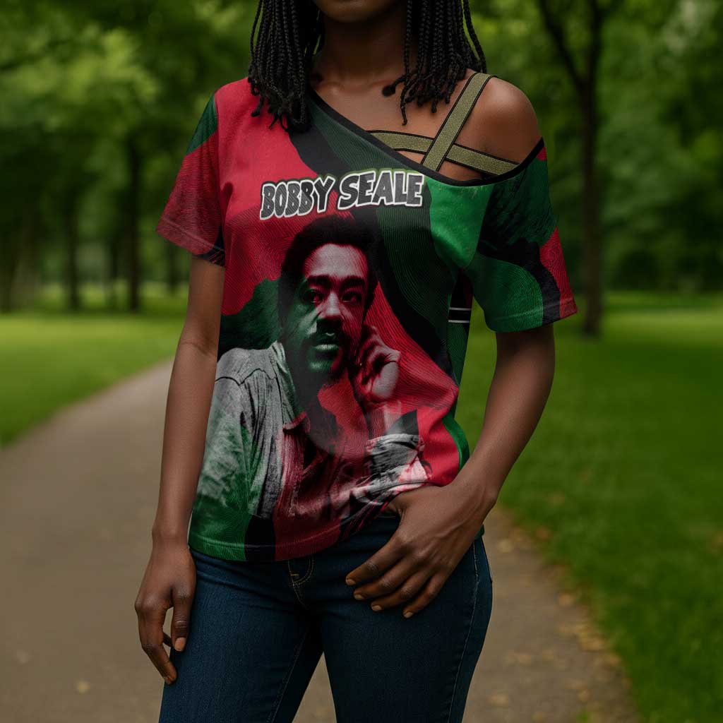 Bobby Seale Cross Shoulder Shirt Black Panther Logo Revolutionary Civil Rights Movement Tribute - African Pride