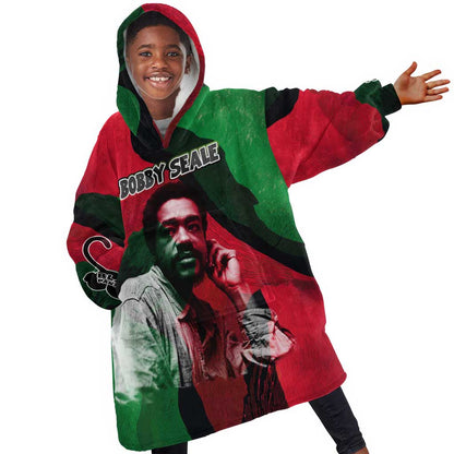 Bobby Seale Kid Wearable Blanket Hoodie Black Panther Logo Revolutionary Civil Rights Movement Tribute - African Pride