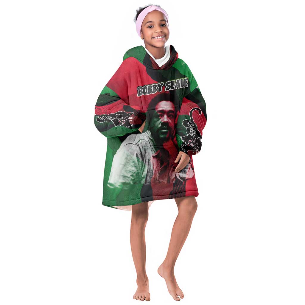 Bobby Seale Kid Wearable Blanket Hoodie Black Panther Logo Revolutionary Civil Rights Movement Tribute - African Pride