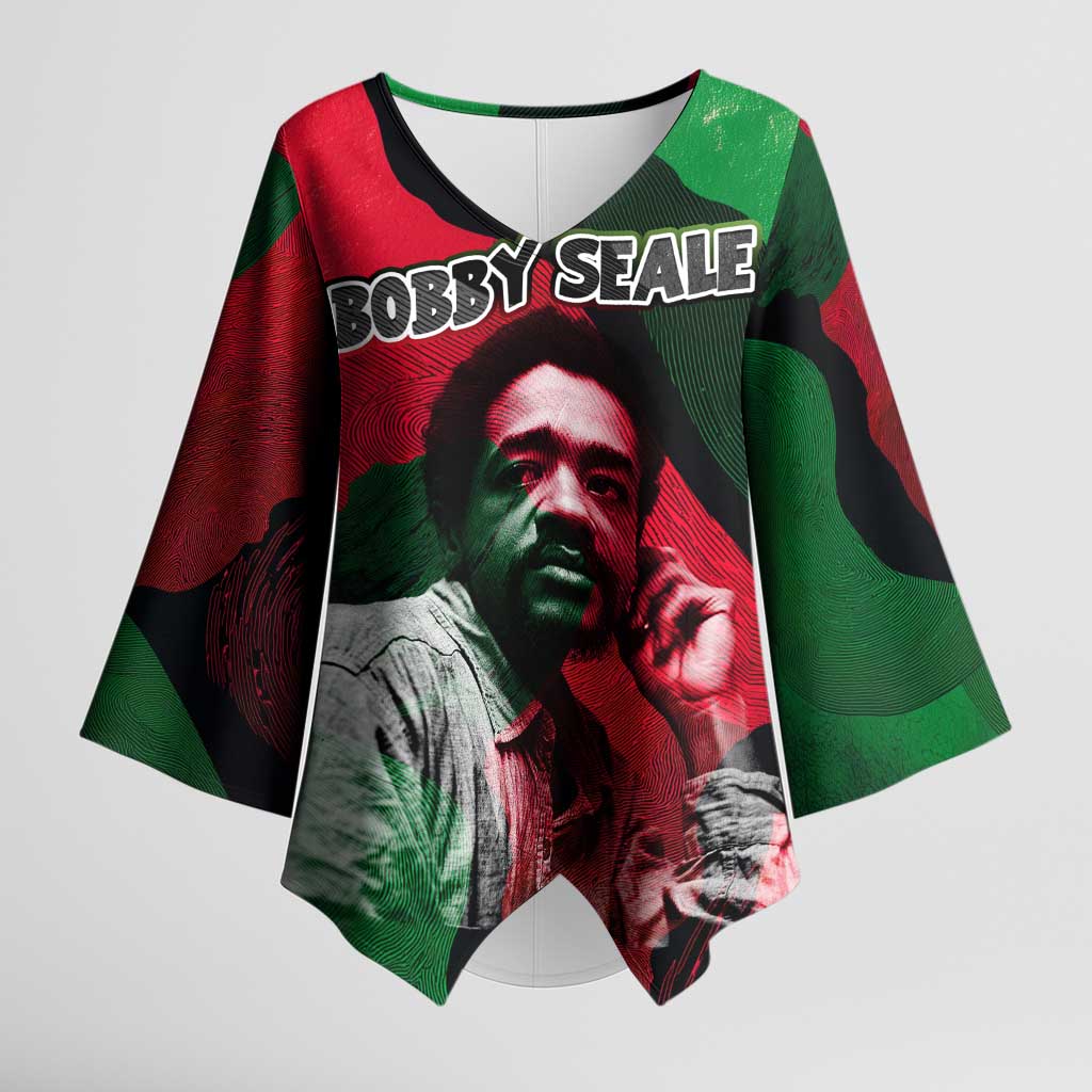 Bobby Seale Kimono Sleeve Blouse Black Panther Logo Revolutionary Civil Rights Movement Tribute - African Pride