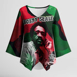 Bobby Seale Kimono Sleeve Blouse Black Panther Logo Revolutionary Civil Rights Movement Tribute - African Pride
