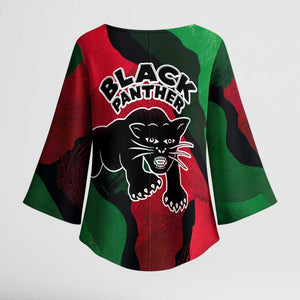 Bobby Seale Kimono Sleeve Blouse Black Panther Logo Revolutionary Civil Rights Movement Tribute - African Pride