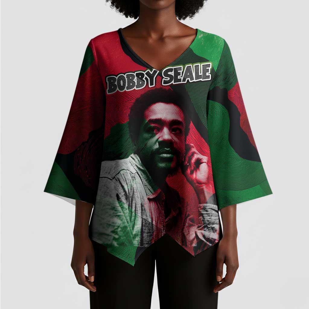 Bobby Seale Kimono Sleeve Blouse Black Panther Logo Revolutionary Civil Rights Movement Tribute - African Pride