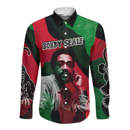 Bobby Seale Long Sleeve Button Shirt Black Panther Logo Revolutionary Civil Rights Movement Tribute - African Pride