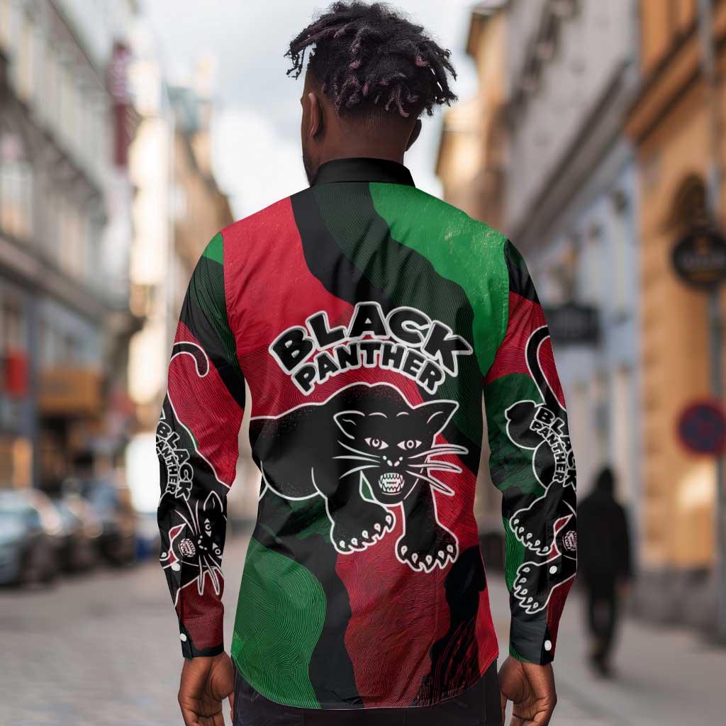 Bobby Seale Long Sleeve Button Shirt Black Panther Logo Revolutionary Civil Rights Movement Tribute - African Pride