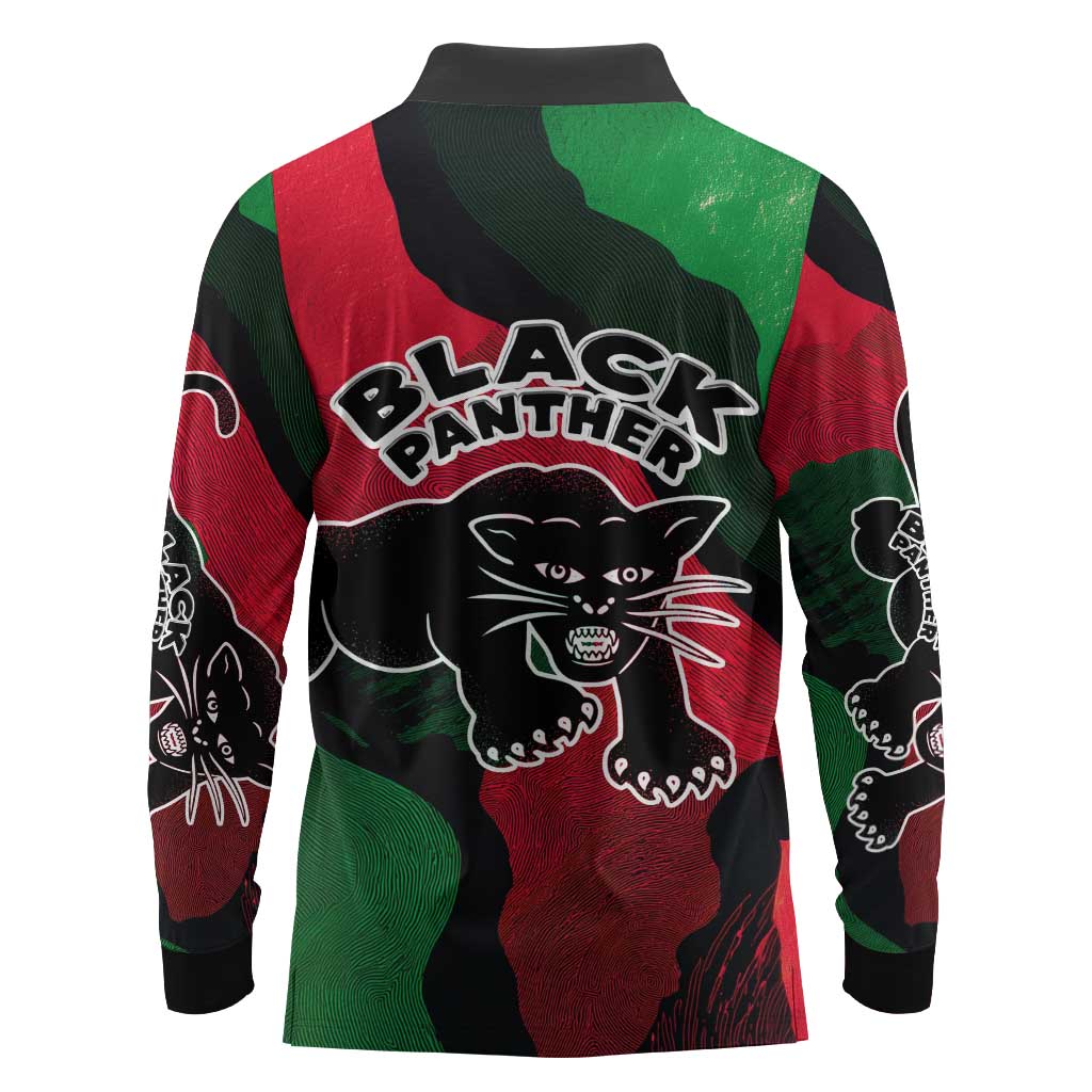 Bobby Seale Long Sleeve Polo Shirt Black Panther Logo Revolutionary Civil Rights Movement Tribute - African Pride