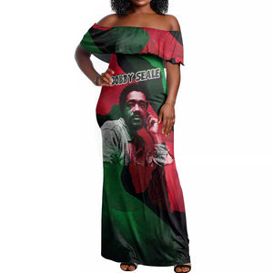Bobby Seale Off Shoulder Maxi Dress Black Panther Logo Revolutionary Civil Rights Movement Tribute - African Pride