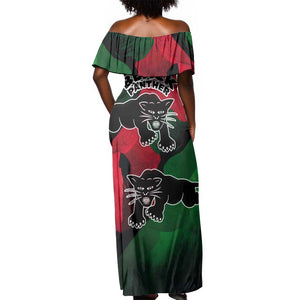Bobby Seale Off Shoulder Maxi Dress Black Panther Logo Revolutionary Civil Rights Movement Tribute - African Pride