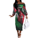 Bobby Seale Off The Shoulder Long Sleeve Dress Black Panther Logo Revolutionary Civil Rights Movement Tribute - African Pride