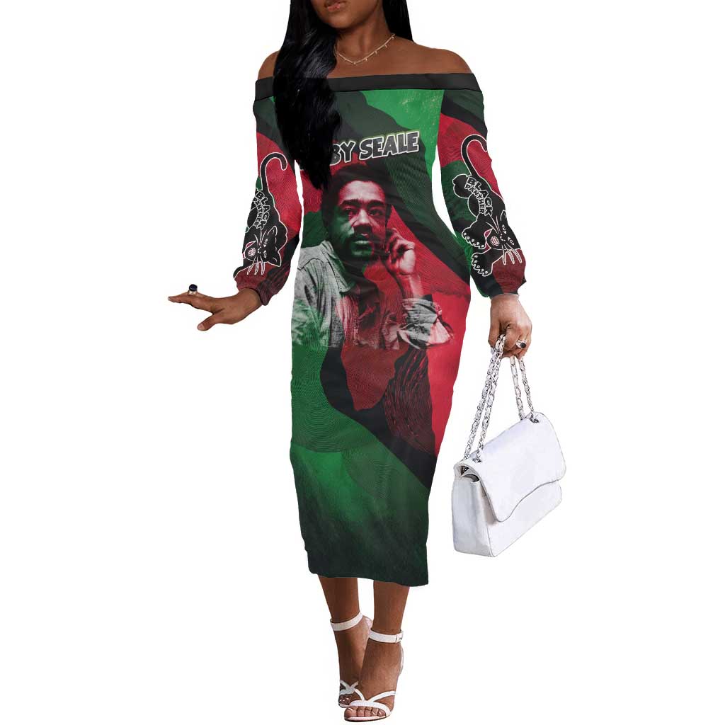 Bobby Seale Off The Shoulder Long Sleeve Dress Black Panther Logo Revolutionary Civil Rights Movement Tribute - African Pride