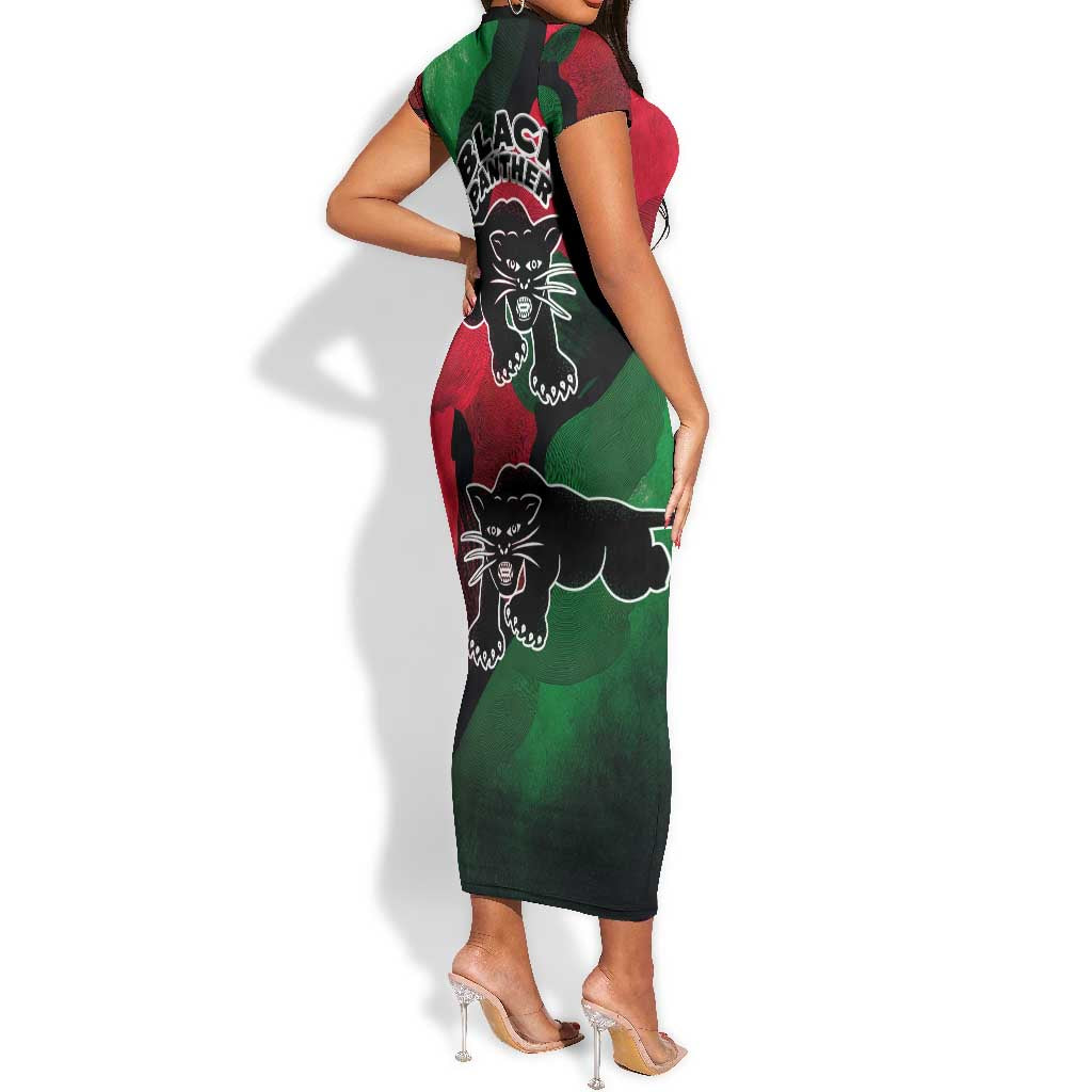 Bobby Seale Short Sleeve Bodycon Dress Black Panther Logo Revolutionary Civil Rights Movement Tribute - African Pride