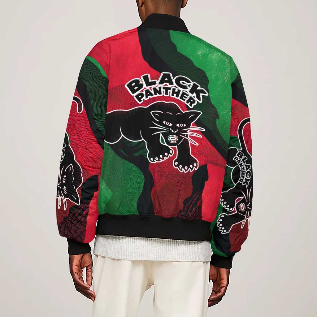 Bobby Seale Sleeve Zip Bomber Jacket Black Panther Logo Revolutionary Civil Rights Movement Tribute - African Pride