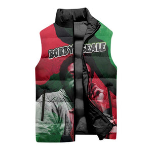 Bobby Seale Sleeveless Puffer Jacket Black Panther Logo Revolutionary Civil Rights Movement Tribute - African Pride