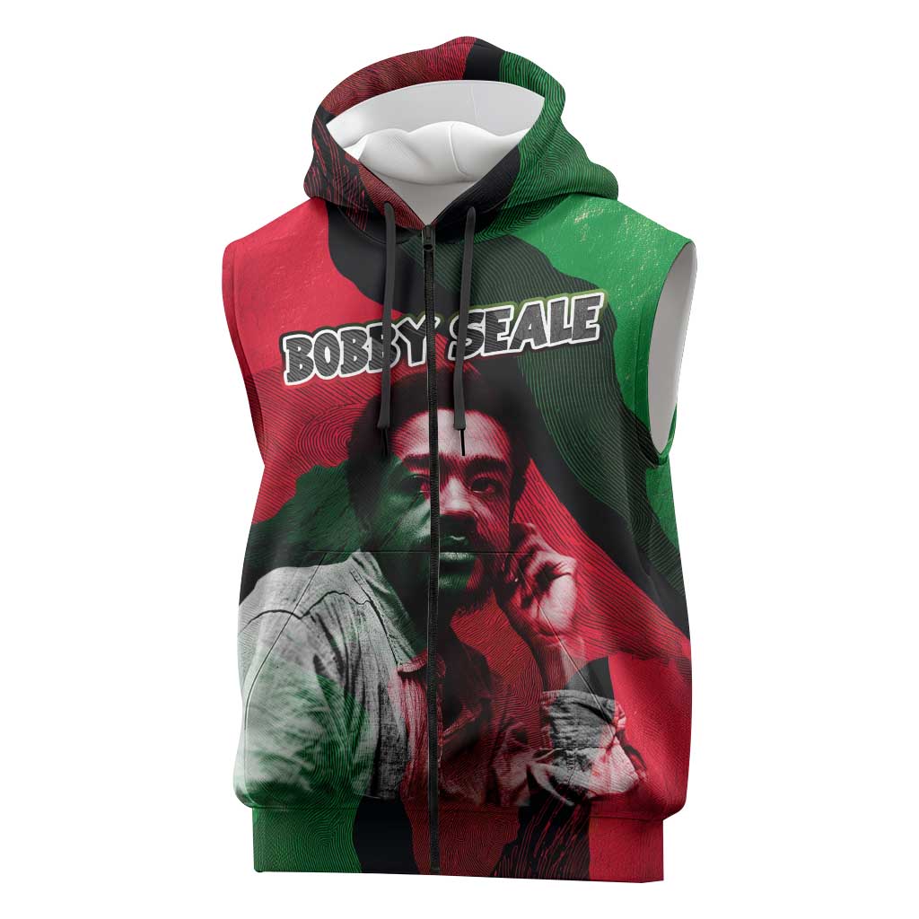 Bobby Seale Sleeveless Zip Hoodie Black Panther Logo Revolutionary Civil Rights Movement Tribute - African Pride