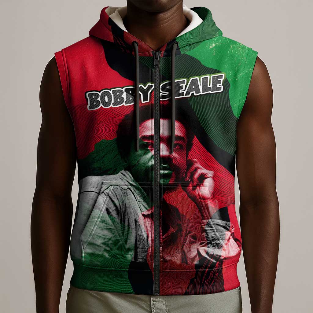 Bobby Seale Sleeveless Zip Hoodie Black Panther Logo Revolutionary Civil Rights Movement Tribute - African Pride