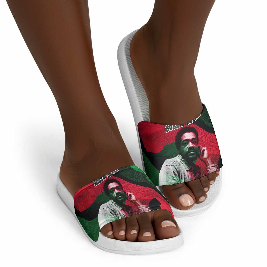 Bobby Seale Slide Sandals Black Panther Logo Revolutionary Civil Rights Movement Tribute - African Pride